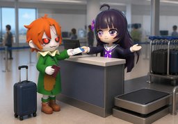 I got my boarding pass at ~.のイラスト