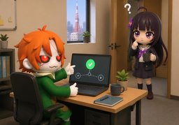 ~ is up and running.のイラスト
