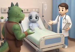 ~ say I'll be out of the hospital in ~.のイラスト