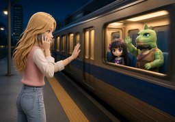 ~ are on the last train.のイラスト