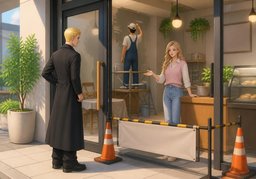 ~ is closed for ~.のイラスト