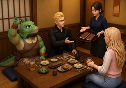 I'd like the check, please.のイラスト