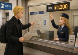 What's the fare to ~?のイラスト