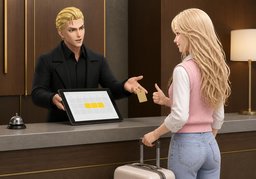 You'll be staying in ~ for ~.のイラスト