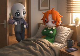 get up on the wrong side of the bedのイラスト