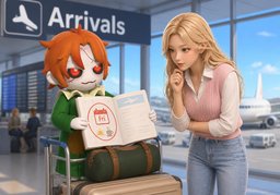 We are scheduled to arrive at ~ on ~.のイラスト