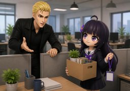 I was just hired here.のイラスト