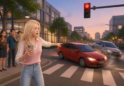 ~ run a red light.のイラスト