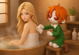 Shall I wash your back?のイラスト