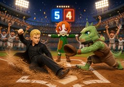 ~ score the winning run.のイラスト