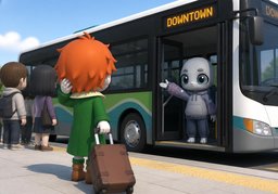 Take the ~-bound bus.のイラスト