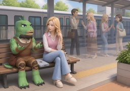 I bump into someone.のイラスト