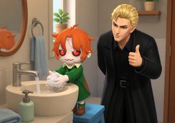 ~ wash ~ with ~.のイラスト