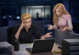 ~ work overtime for ~.のイラスト