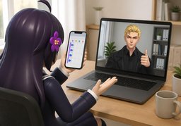 We hold a videoconference with ~.のイラスト