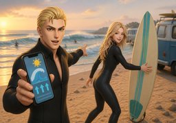 Let's go surfing.のイラスト