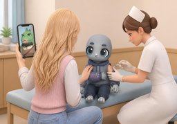 ~ is getting vaccinations.のイラスト