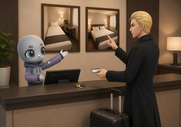 A single room, please.のイラスト