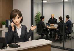 ~ is in a meeting.のイラスト