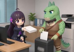 Please put ~ in the shredder.のイラスト