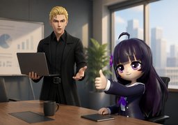 I give ~ a thumbs up.のイラスト