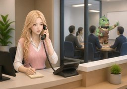 ~ can't come to the phone.のイラスト