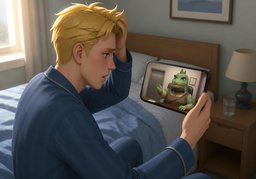 I overslept.のイラスト