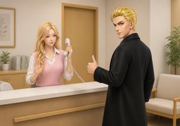Could you hold for just a moment?のイラスト