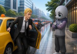 You're late again this morning.のイラスト