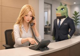 Please hold while I transfer your call.のイラスト