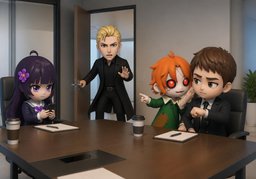 ~ is constantly late for meetings.のイラスト