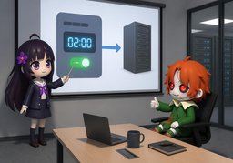 ~ start automatically at ~.のイラスト