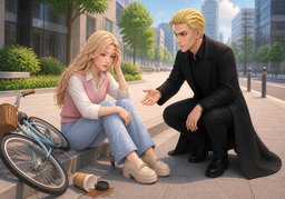 I fell and hit ~.のイラスト