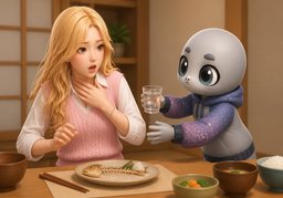 choke on ~のイラスト