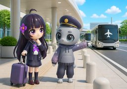 Take the ~-bound bus.のイラスト