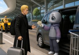 What's the fare to ~?のイラスト