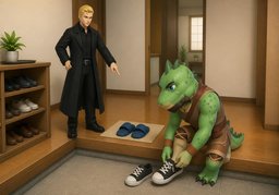 When you go into ~, take your shoes off.のイラスト