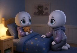 ~ had a bad dream.のイラスト