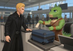 I'd like to check my luggage, please.のイラスト