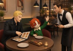 Shall we order ~ and split?のイラスト