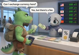 Can I exchange currency here?のイラスト