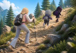 ~ walk faster than ~.のイラスト