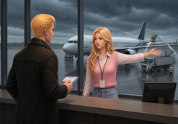 Is the flight delayed?のイラスト