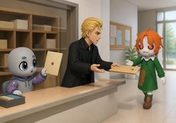 I'm giving ~ a ~.のイラスト