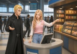 They sell ~ there.のイラスト