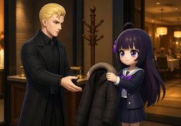 Let me take your coat.のイラスト