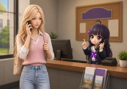 Can you hold, please?のイラスト