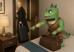 I left ~ behind.のイラスト