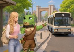 Which bus goes to ~?のイラスト