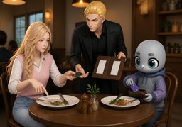 We'd like separate checks, please.のイラスト